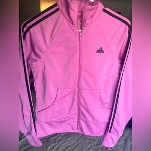 adidas Pink Full-Zip Track Jacket with Black Stripes